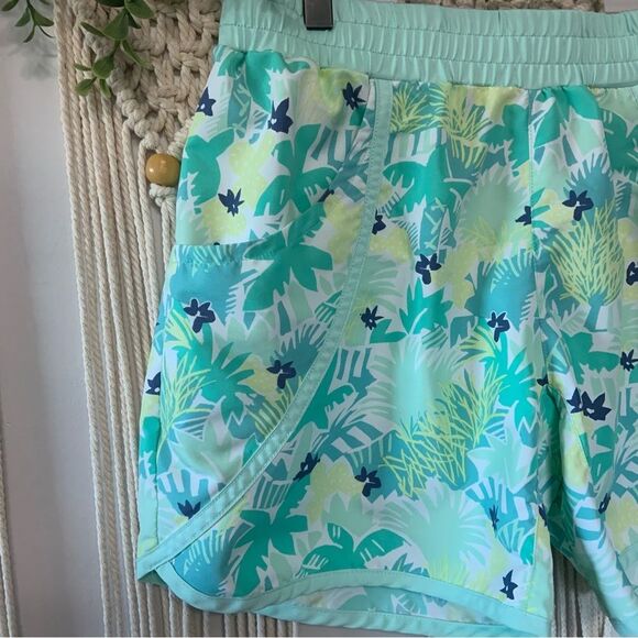 COLUMBIA PFG Girls’ Slack Tide Hybrid Water Shorts Tropical Print Blue Green XL - Picture 3 of 12